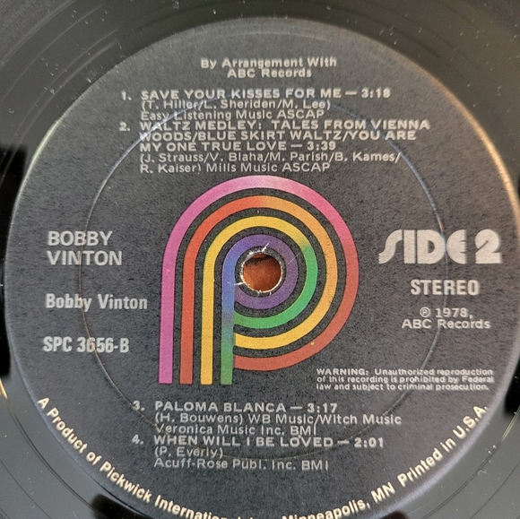 Bobby Vinton Pickwick SPC-3656 Stereo Vinyl LP Record - Picture 12 of 12